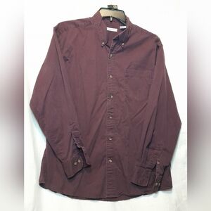 Knightsbridge Men's Button Up Shirt Plum/Maroon Long Sleeve 100% Cotton Sz LG